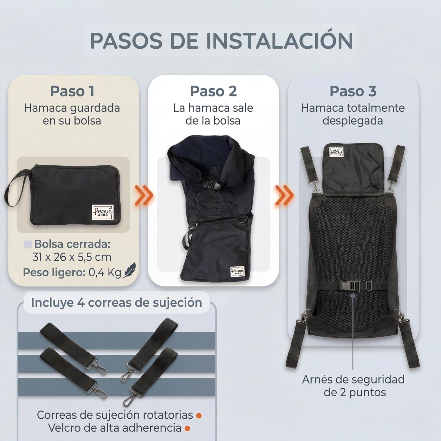 Hamaca textil auxiliar para carrito foto 7
