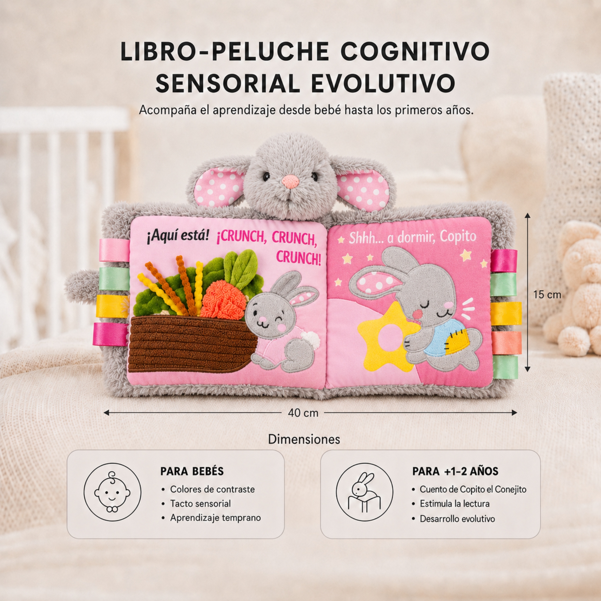 Librito rosa sensorial para bebé foto 4