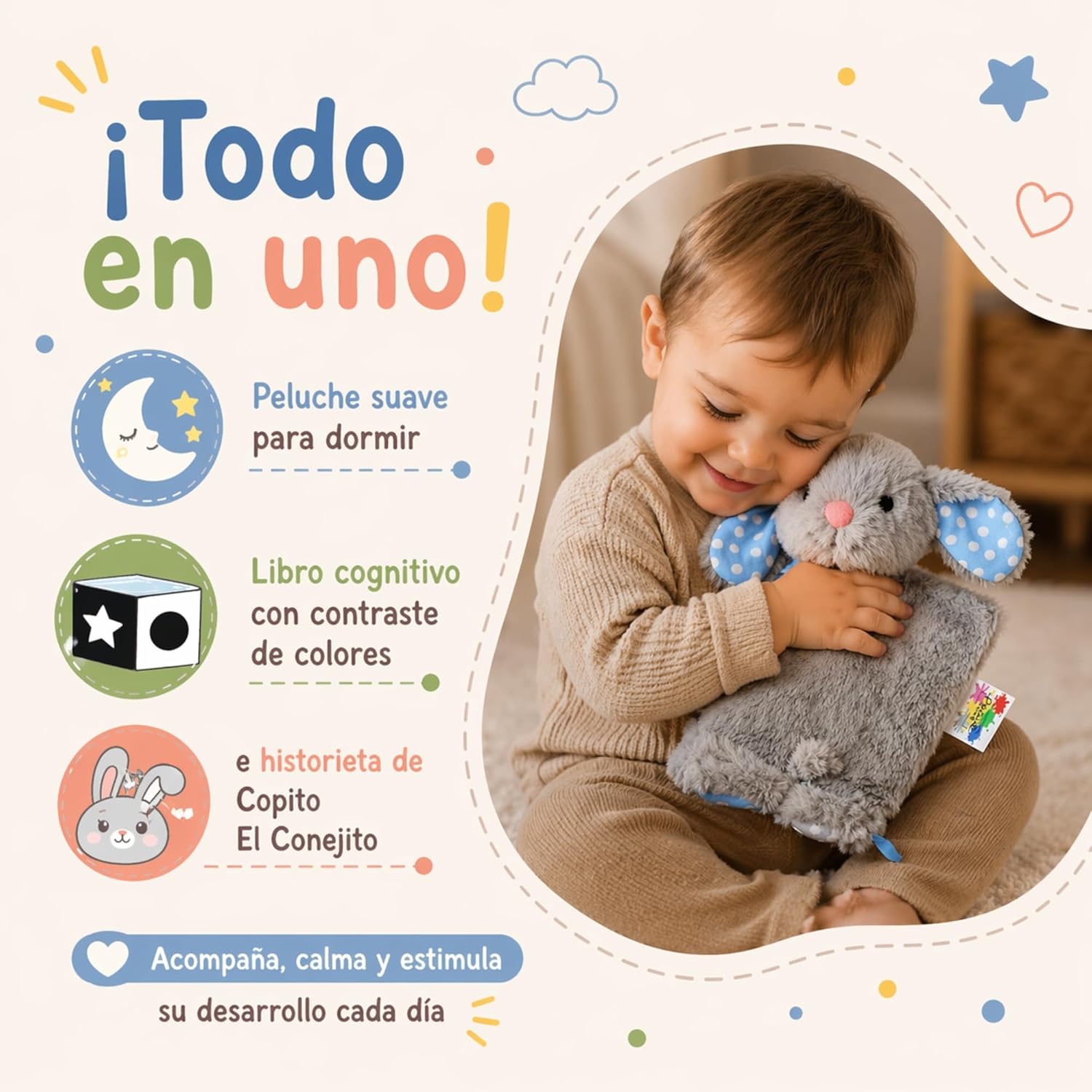 Librito azul sensorial para bebé