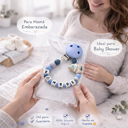 Chupetero artesanal personalizado azul