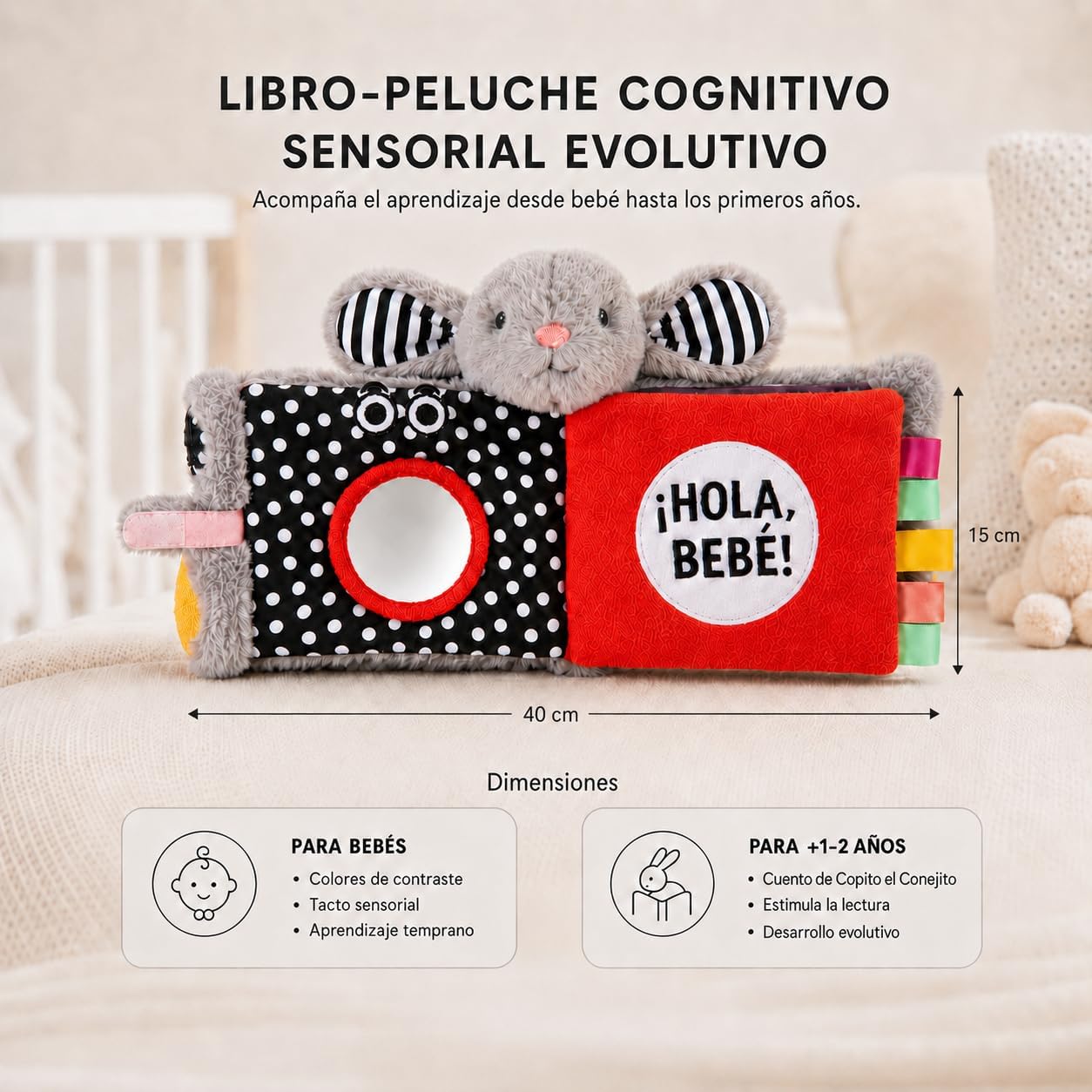 Librito rojo/negro sensorial para bebé