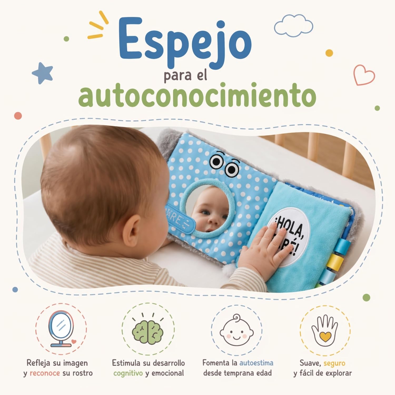 Librito azul sensorial para bebé