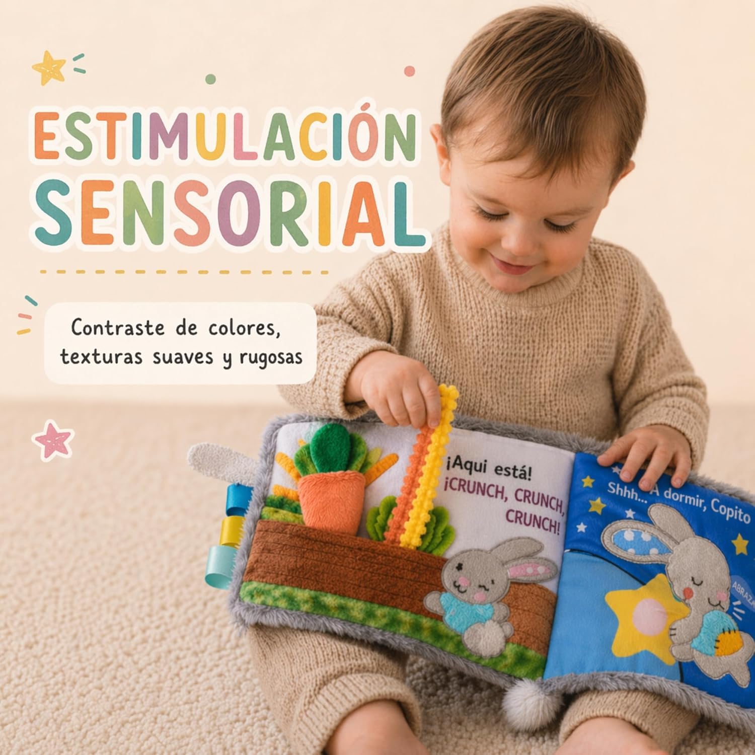 Librito azul sensorial para bebé