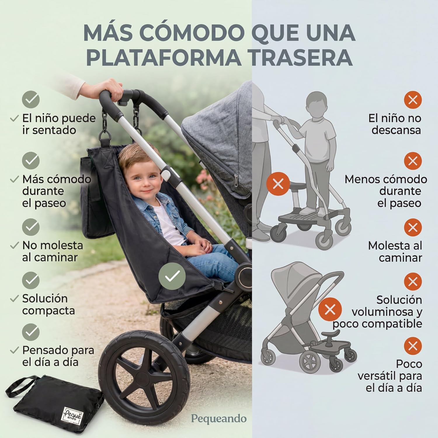 Hamaca textil auxiliar para carrito