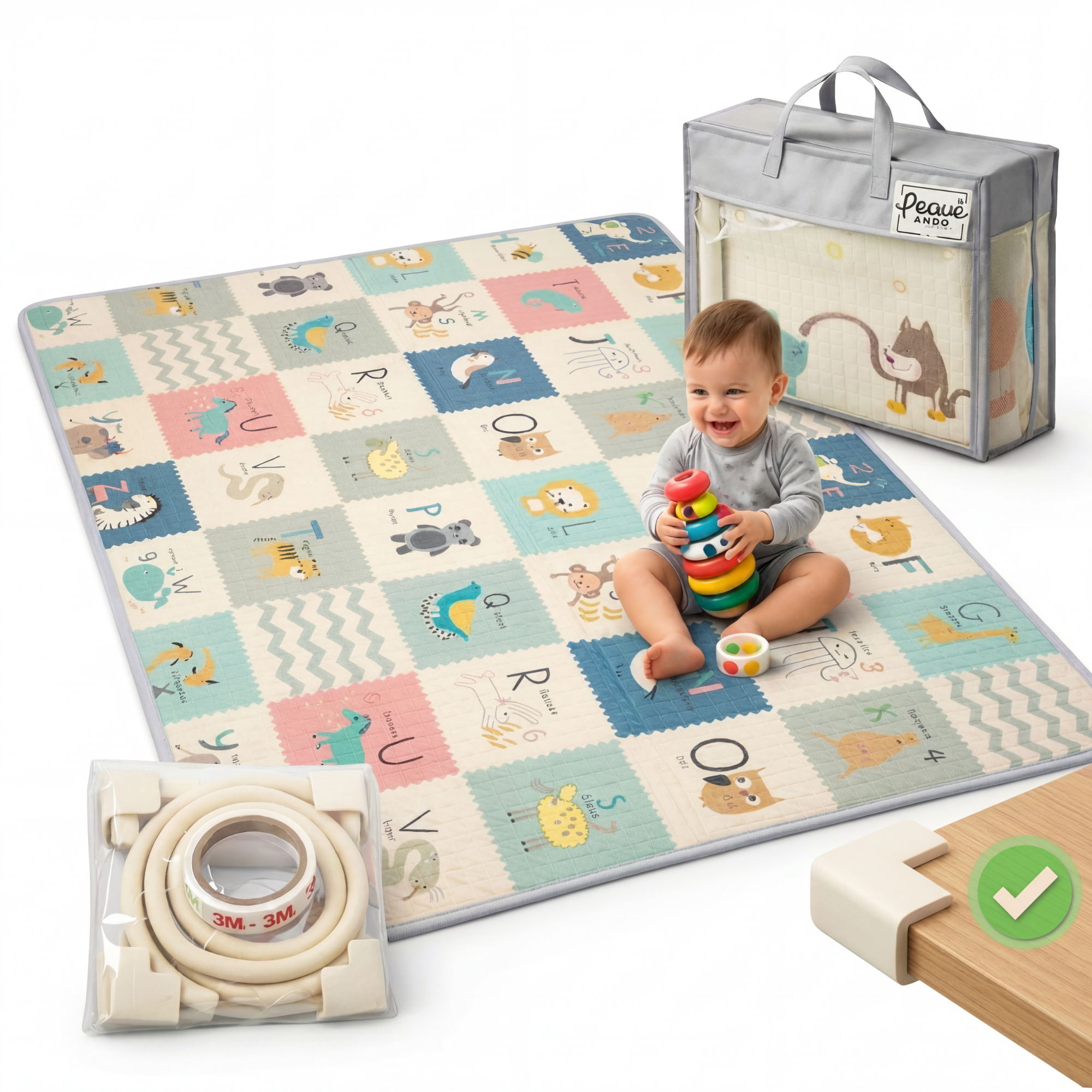Alfombra acolchada infantil + kit antigolpes